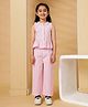 Budding Bees Cotton Sleeveless Striped Coordinating Top & Pant Set - Pink