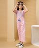Budding Bees Cotton Half Puffed  Sleeves Floral Printed Smocked Jumpsuit - Pink