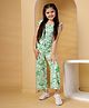 Budding Bees Rayon Cap Sleeves Tropic Floral Printed Smocked Jumpsuit - Green