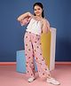 Budding Bees Cotton Half Sleeves Floral Printed Top With Coordinating Pant Set - Pink