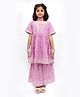 TIPPY TOP Cotton Half Sleeves Floral Printed Lace Embellished Peplum Kurta & Sharara With Dupatta Set - Purple