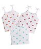 Little Angels Cotton Pack Of 3 Sleeveless Strawberries Printed Jhablas - Red Blue & Orange