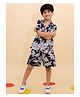 BownBee Pure Cotton Half Sleeves Floral Printed Coordinating Shirt & Shorts Set - Black