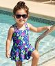 Babyhug Water Repellant Sleeveless Frock Swimsuit With Floral Print - Purple