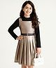 Arias Metallic Fabric Full Sleeves Party Dress with Inner Top - Golden & Black