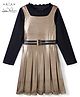 Arias Metallic Fabric Full Sleeves Party Dress with Inner Top - Golden & Black