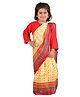 BookMyCostume Woven Three Fourth Sleeves Bihu Dance Theme Assamese Costume Set - Multi Colour