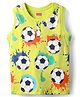 Babyhug Cotton Knit Sleeveless Tank T-Shirt With Football Print - Yellow