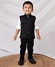 LITTLE COLLARS Jacquard Full Sleeves Damask Embroidered 3 Piece Party Suit Set - Black