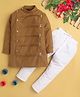 Jeet Ethnics Cotton Blend Full Sleeves Self Design Kurta Pyjama Set - Brown