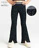 Arias Single Jersy Knit Cheetah Printed Leggings With Stretch & Lurex Waistband - Green