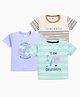 Nottie Planet Cotton Pack Of 3 Half Sleeves  Globe Typography Printed Tees - Lavender Butter & Pista