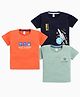Nottie Planet Cotton Pack Of 3 Half Sleeves  Typography Printed Tees - Navy Blue Olive & Coral