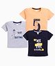 Nottie Planet Cotton Pack Of 3 Half Sleeves Typography Printed Tees - Navy Blue Orange & Melanch