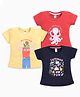 Nottie Planet Cotton Pack Of 3 Half Sleeve Octopus & Typography Printed Tees - Navy Blue Yellow & Red