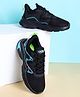 ABROS Colour Blocked Space Theme Designed Lace Up Shoes - Black & Turquoise