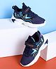 ABROS Colour Blocked Space Theme Designed Shoes With Velcro Closure - Navy Blue & Mint Green