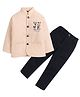 Lil' Homies Jacquard Full Sleeves Surf JE Text Printed Blazer & Pant Set - Peach