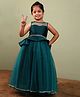 Toy Balloon Sleeveless Gota Lace Embellished Peplum Style Gown - Teal Blue