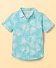 JASH KIDS Cotton Woven Half Sleeves Shirt With Tropical Theme Print - Turquoise