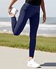 Pine Active Knit Full Length Premium Ultra Comfort Super Stretch Aero Soft Solid Color Leggings - Navy Blue