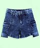 Kiddopanti Denim Washed Cargo Shorts - Dark Blue