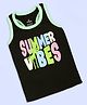 Kiddopanti Cotton Lycra Sleeveless Summer Vibes Text Printed Tank Top - Black
