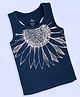 Kiddopanti Cotton Lycra Sleeveless Floral Printed Tank Top - Teal Blue