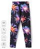 Pine Active Knit Full Length Super Stretch Leggings With Floral Print - Black