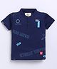 Tacos Cotton Knit Half Sleeves Run Move Text Printed Tee - Navy Blue