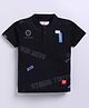 Tacos Cotton Knit Half Sleeves Run Move Text Printed Tee - Black