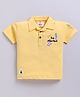 Tacos Cotton Knit Half Sleeves Be Started Text Printed Polo Tee - Yellow