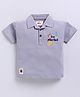 Tacos Cotton Knit Half Sleeves Be Started Text Printed Polo Tee - Light Grey