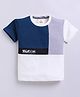 Tacos Cotton Knit Half Sleeves Colour Blocked Tee - Blue & White
