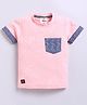 Tacos Cotton Knit Half Sleeves Alphabets Puff Printed Tee - Peach