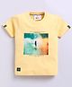 Tacos Cotton Knit Half Sleeves Leaves Printed Tee - Light Yellow