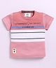 Tacos Cotton Knit Half Sleeves Colour Blocked Tee - Peach