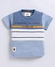 Tacos Cotton Knit Half Sleeves Colour Blocked Tee - Blue