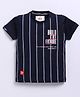 Tacos Cotton Knit Half Sleeves Striped & Build The Future Text Printed Tee - Navy Blue