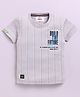 Tacos Cotton Knit Half Sleeves Striped & Build The Future Text Printed Tee - Light Grey