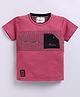 Tacos Cotton Knit Half Sleeves Tacos Jeans Text Printed & Placement Striped Tee - Plum