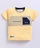 Tacos Cotton Knit Half Sleeves Tacos Jeans Text Printed & Placement Striped Tee - Yellow