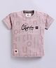 Tacos Cotton Knit Half Sleeves Calligraphy Text Printed Tee - Beige