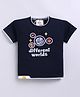 Tacos Cotton Knit Half Sleeves Different Worlds Text Printed Tee - Navy Blue