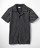 Kookie Kids Knit Half Sleeves Resort Collar Striped Shirt - Black