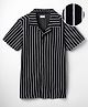 Kookie Kids Knit Half Sleeves Resort Collar Striped Shirt - Black