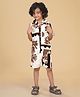 Ninos Dreams Cotton Rayon Half Sleeves Tropical Theme Printed Coordinating Shirt & Shorts Set - Brown