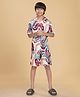 Ninos Dreams Cotton Rayon Half Sleeves Marble Printed Coordinating Shirt & Shorts Set - Maroon