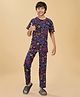 Ninos Dreams Cotton Knit Half Sleeves Doodle Art Printed Coordinating Tee & Pajama Set - Violet