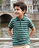 Kookie Kids Half Sleeves Polo T-Shirt With Stripes - Dark Green